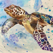 Mi Proyecto del curso: Técnicas modernas de acuarela. Watercolor Sea turtle. Un proyecto de Ilustración tradicional de MariLuz Gaspar - 10.04.2020