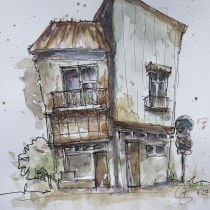 My project for course: Expressive Architectural Sketching with Colored Markers. Sketching, Drawing, Watercolor Painting, Architectural Illustration, Sketchbook & Ink Illustration project by ssolasole - 07.07.2024